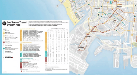 GTA 5 Los Santos public transport map