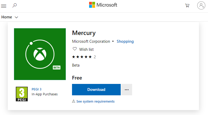 What is Mercury in Xbox Store? What's its use?