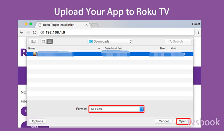 Select the App file to Roku TV.jpg